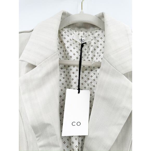 CO Pintuck Fitted Single-Breasted Blazer Jacket in Silver Taupe Size L NWT - Picture 5 of 7